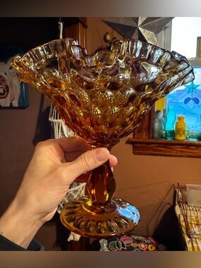 Fenton Colonial Thumbprint Pedestal Compote✨